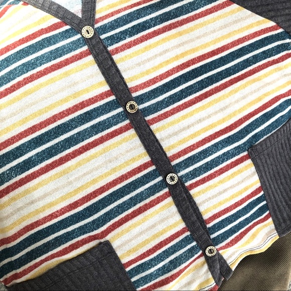 Mocha Striped Long Sleeve Cardigan Size S - Picture 7 of 9